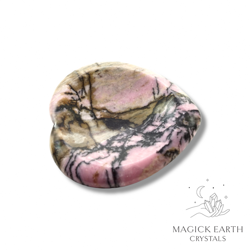 Rhodonite Crystal Gemstone Heart Shaped Thumb Worry Stone