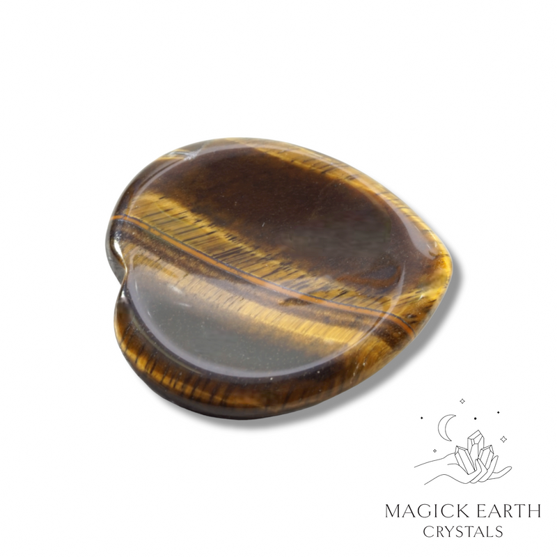 Tiger Eye Crystal Gemstone Heart Shaped Thumb Worry Stone