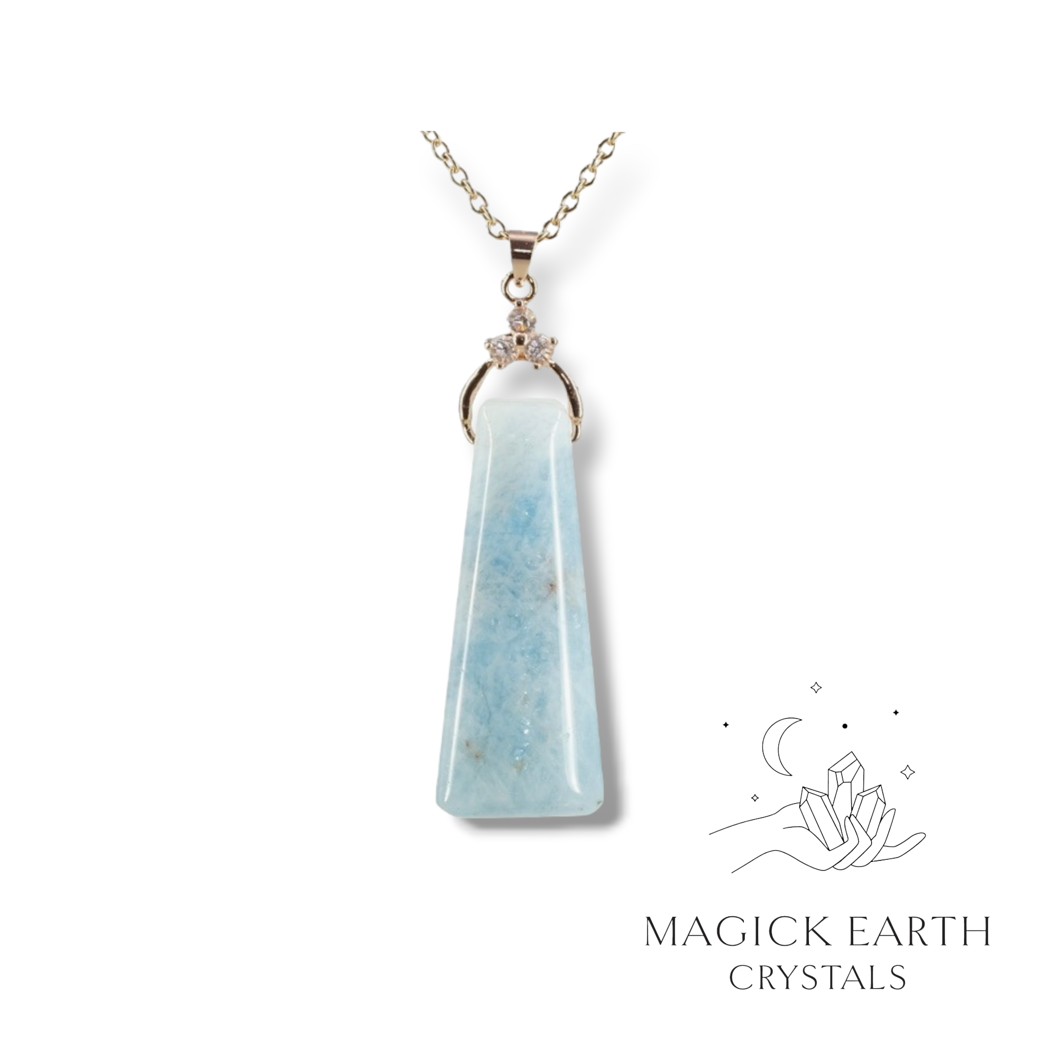 Aquamarine Blue Swarovski Crystal Necklace - Medium Oval – Dames a la Mode