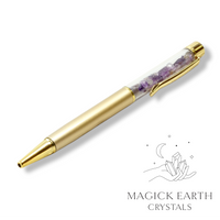 Amethyst Crystal Gemstone Chip Pens with Matte Gold Finish