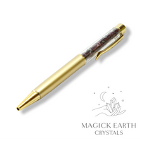 Garnet Crystal Gemstone Chip Pens with Matte Gold Finish