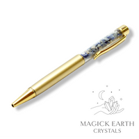 Lapis Lazuli Crystal Gemstone Chip Pens with Matte Gold Finish