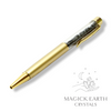 Obsidian Crystal Gemstone Chip Pen Matte Gold Finish