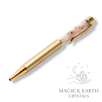 Pink Dendritic Opal Crystal Gemstone Chip Pens with Matte Gold Finish