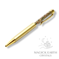 Unakite Crystal Gemstone Chip Pens with Matte Gold Finish