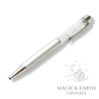 Clear Quartz Crystal Gemstone Chip Pens with Matte Platinum Finish