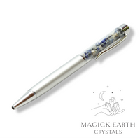 Lapis Lazuli Crystal Gemstone Chip Pens with Matte Platinum Finish