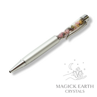 Tourmaline Crystal Gemstone Chip Pens with Matte Platinum Finish