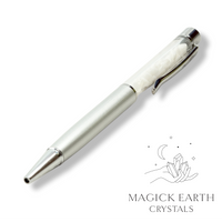 White Jade Crystal Gemstone Chip Pens with Matte Platinum Finish