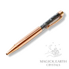 Blue Goldstone and Obsidian Crystal Gemstone Chip Pens with Bright Rose Gold Finish