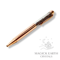 Garnet Crystal Gemstone Chip Pens with Bright Rose Gold Finish