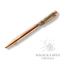 Unakite Crystal Gemstone Chip Pens with Bright Rose Gold Finish