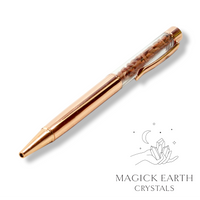 Goldstone Crystal Gemstone Chip Pens Bright  Rose Gold Finish