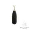 Shungite Crystal Gemstone Long Teardrop Shaped Pendant with Gold Finish