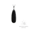 Shungite Crystal Gemstone Long Teardrop Shaped Pendant with Platinum Finish