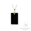 Shungite Crystal Gemstone Rectangle Shaped Pendant with gold finish