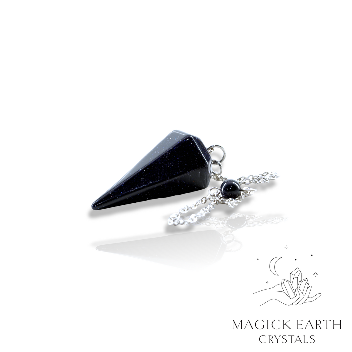 Blue Goldstone Large Cone Shaped Crystal Gemstone Pendulum