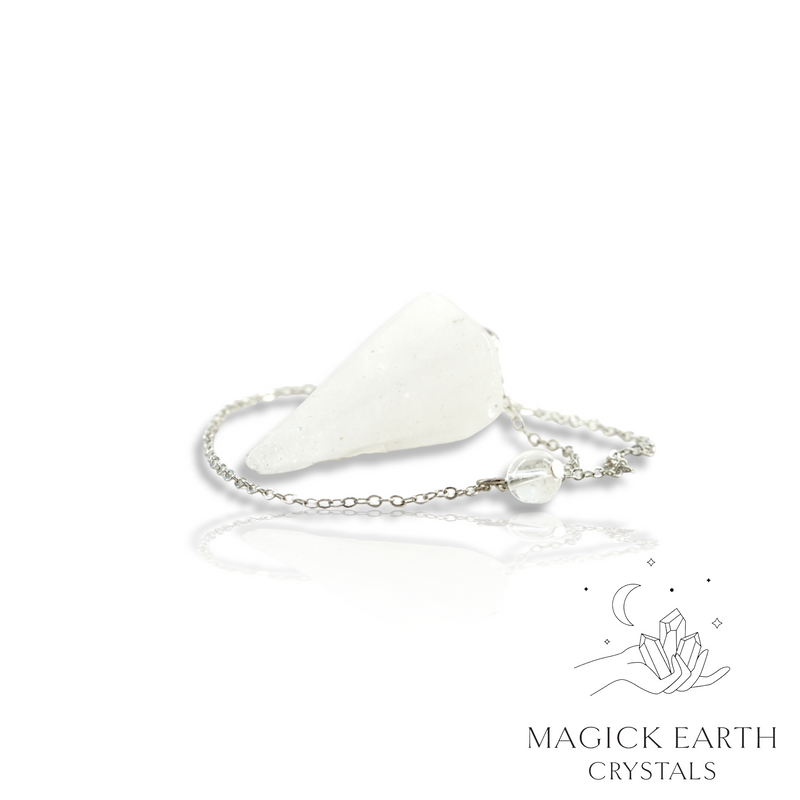 Clear Quartz Cone Shaped Crystal Gemstone Pendulum