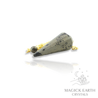 Iron Pyrite Cone Shaped Crystal Gemstone Pendulum 