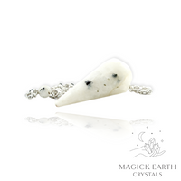 Rainbow Moonstone Large Cone Shaped Crystal Gemstone Pendulum With Platinum Finish