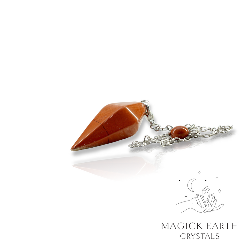 Red Jasper Cone Shaped Crystal Gemstone Pendulum