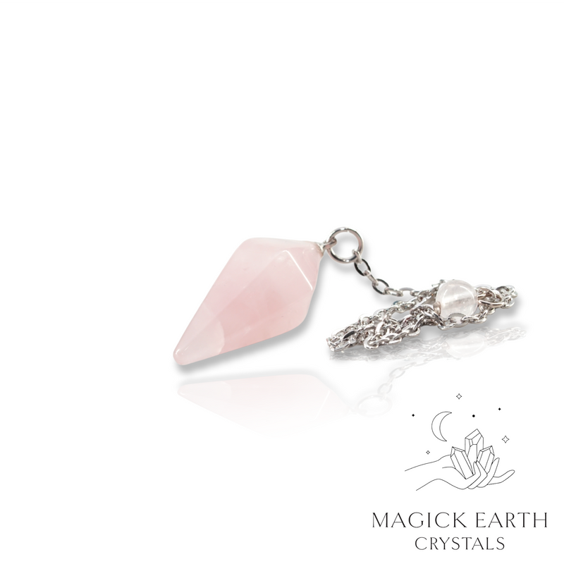 Rose Quartz Cone Shaped Crystal Gemstone Pendulum