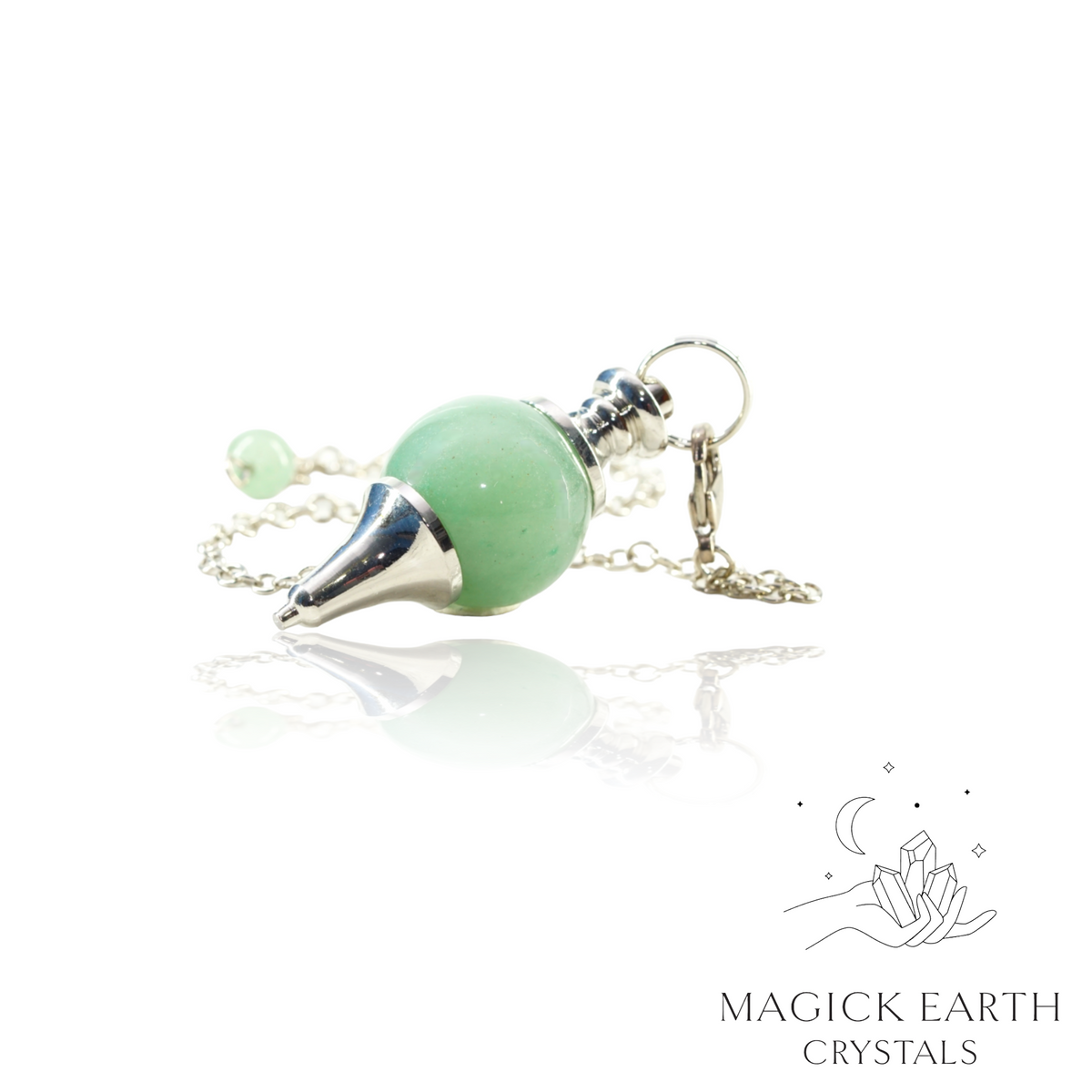 Aventurine Pendulum Sphere With Platinum Finish Crystal Gemstone