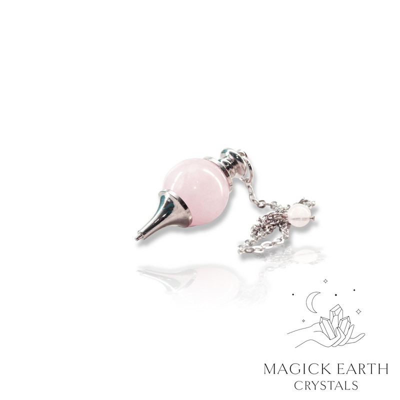 Rose Quartz Sphere Shaped Crystal Gemstone Pendant