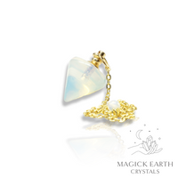 Opalite Flat Top Triangle Crystal Pendulum With Gold Finish