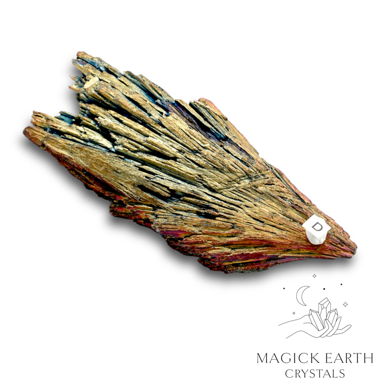 Black Kyanite Fan Electroplated Rainbow Finish D