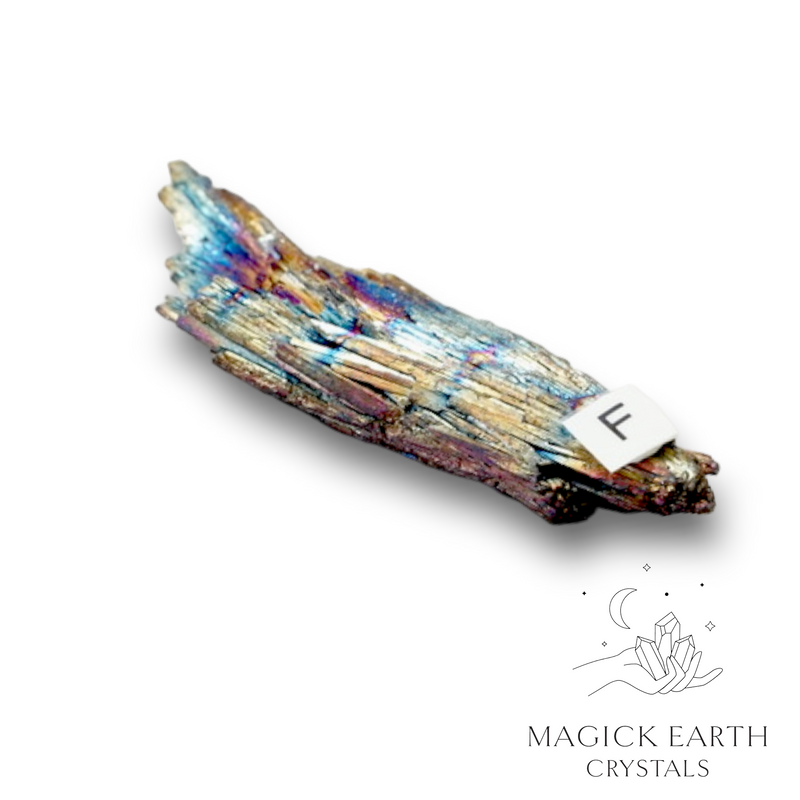 Black Kyanite Fan Electroplated Rainbow Finish  F