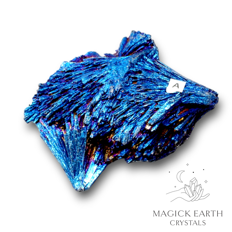 Black Kyanite Fan Electroplated Blue Finish A