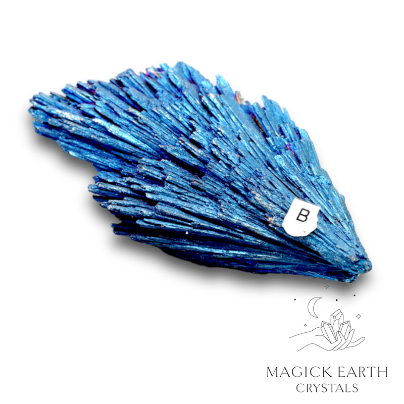 Black Kyanite Fan Electroplated Blue Finish  B