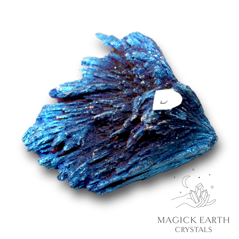 Black Kyanite Fan Electroplated Blue Finish D