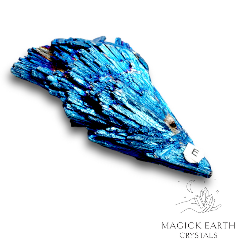 Black Kyanite Fan Electroplated Blue Finish E