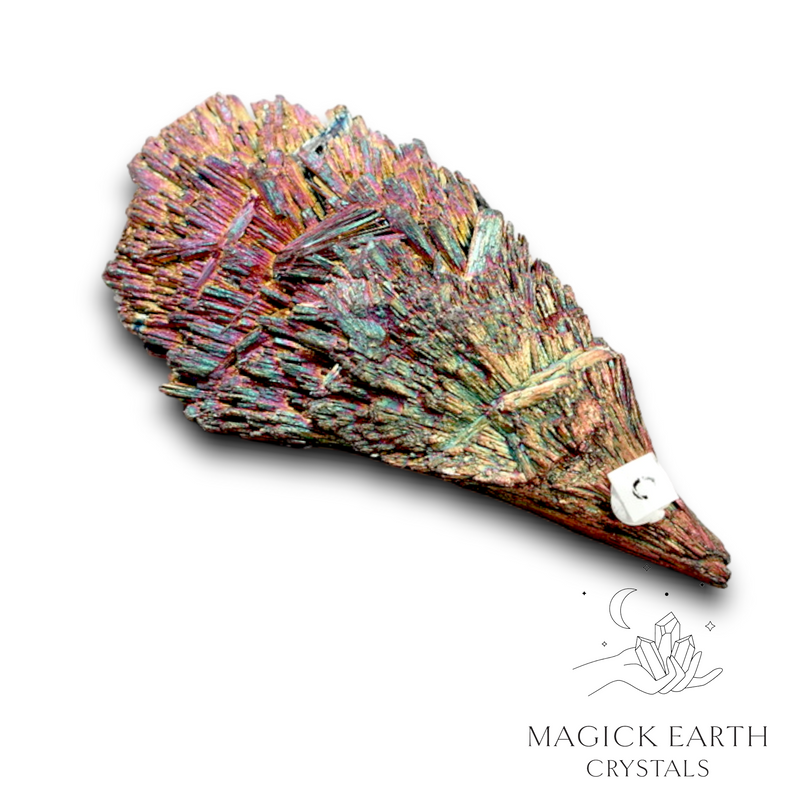 Black Kyanite Fan Electroplated Rainbow Finish - C -