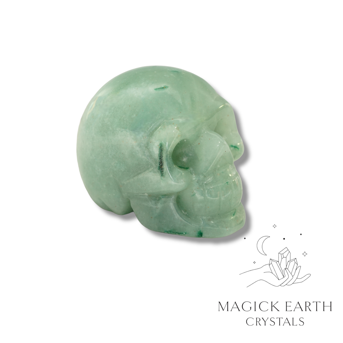 AventurineC rystal Gemstone Carved Skull Left View