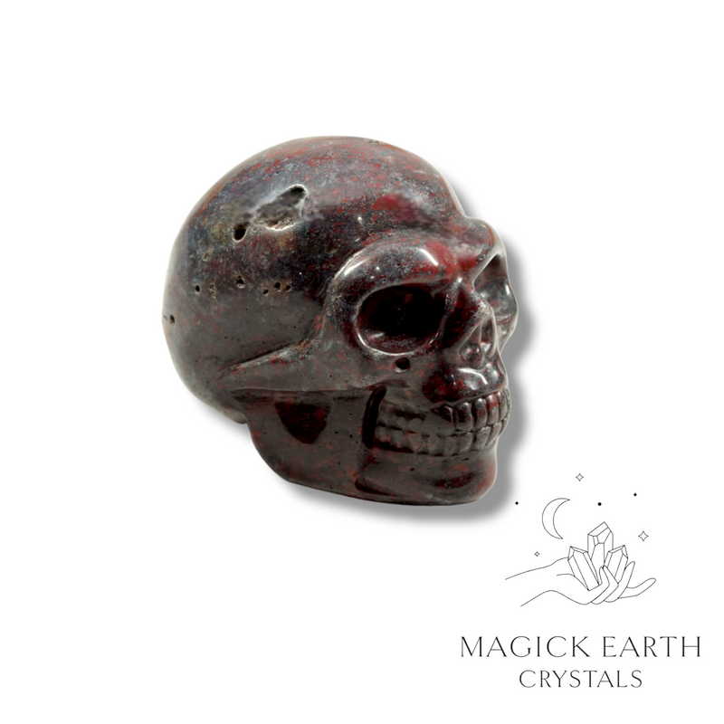 Bloodstone A Crystal Gemstone Carved Skull Left View