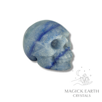 Blue Aventurine Crystal Gemstone Carved Skull Left View