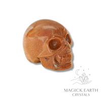 Goldstone Crystal Gemstone Carved Skull Left View