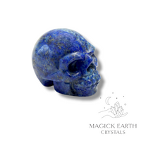 Lapis Lazuli Crystal Gemstone Carved Skull Left View