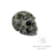 Larvikite Crystal Gemstone Carved Skull Left View