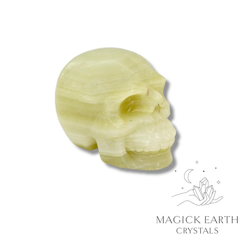 New JadeCrystal Gemstone Carved Skull Left View