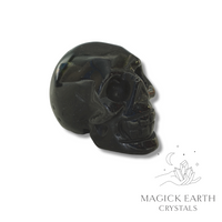 Obsidian Crystal Gemstone Carved Skull Left View