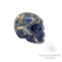 Sodalite Crystal Gemstone Carved Skull Left View