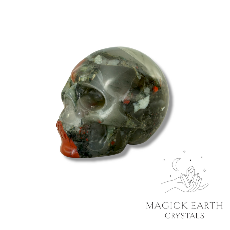 Bloodstone D Crystal Gemstone Carved Skull Right View