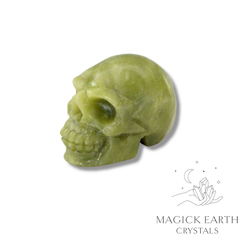 Lemon Jade Crystal Gemstone Carved Skull Right View