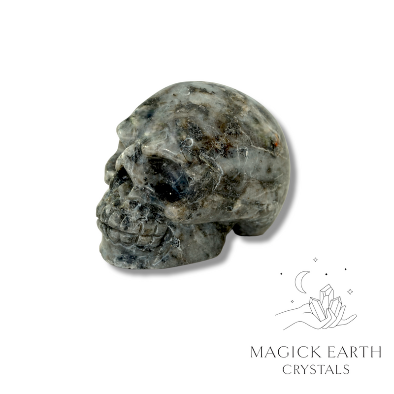 Larvikite Crystal Gemstone Carved Skull Right View