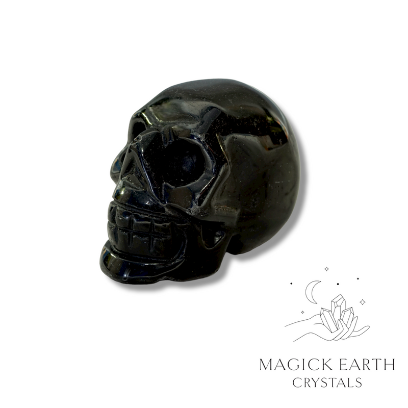 Obsidian Crystal Gemstone Carved Skull Right View