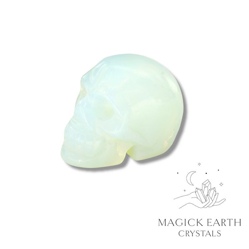 Opalite Crystal Gemstone Carved Skull Right View